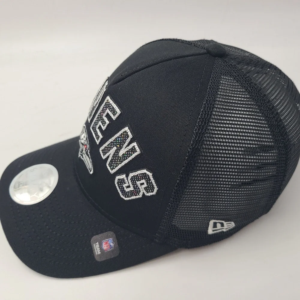 Women Baltimore Ravens Hat Snapback Trucker Mesh New Era 9Forty Black Sequins
